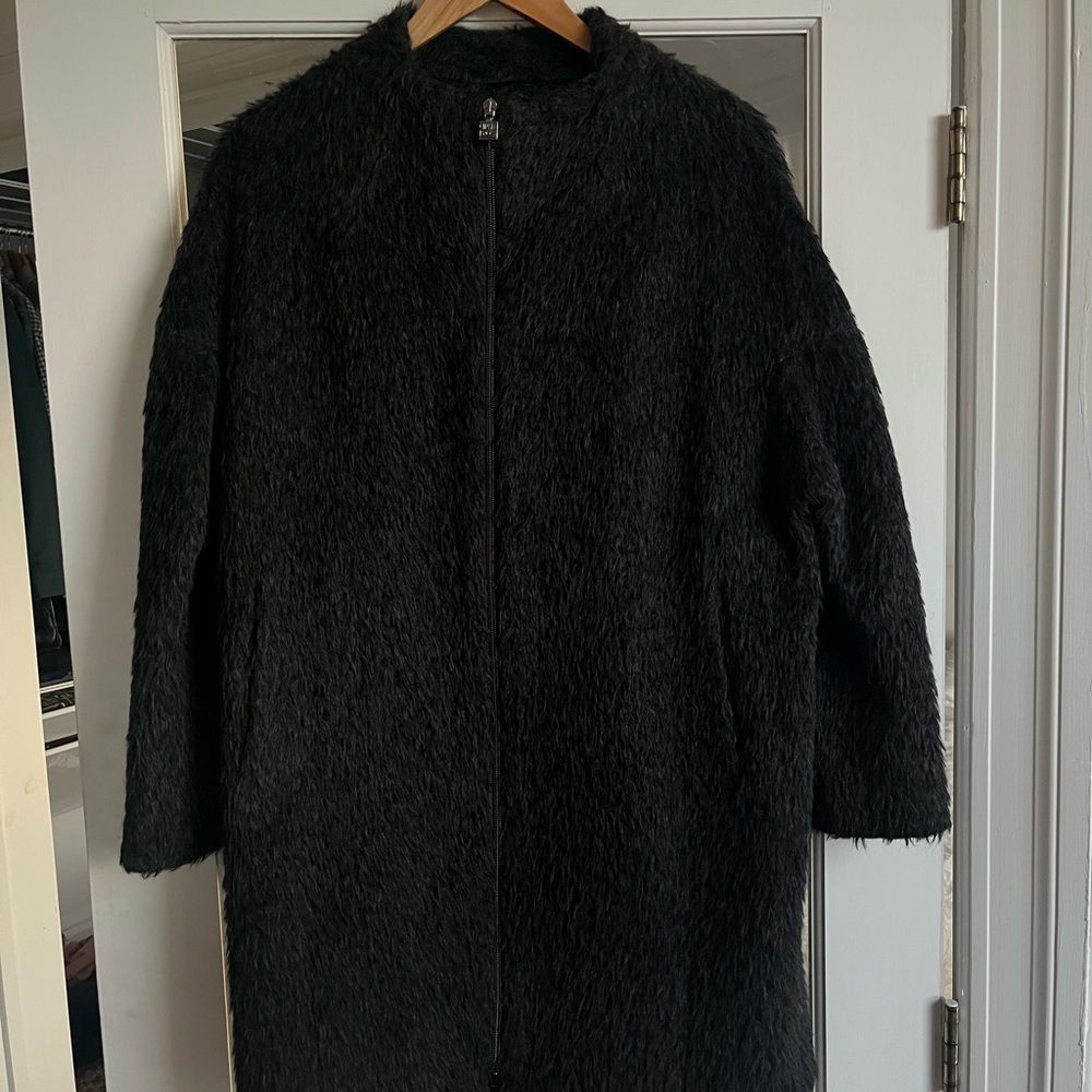 Cinzia Rocca Black Alpaca Wool Coat